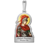 Saint Florian Outlined Religious Medal   Color EXCLUSIVE 