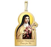 Saint Theresa Outlined Religious Medal  Color EXCLUSIVE 