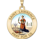 Saint Lawrence of Rome Round Religious Medal Color