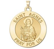 Saint Agnes of Rome Round Religious Medal   EXCLUSIVE 