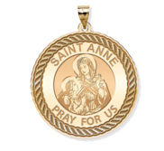 Saint Anne Round Rope Border Religious Medal