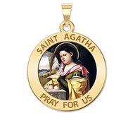 Saint Agatha Round Religious Medal   Color EXCLUSIVE 