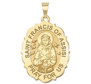 Saint Francis of Assisi Scalloped Oval Religious Medal   EXCLUSIVE 