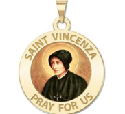 Saint Vincenza Round Religious Medal Color