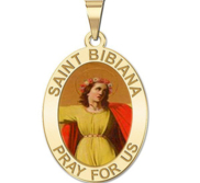 Saint Bibiana Round Religious Medal Color