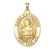 Saint Catherine of Alexandria OVAL Religious Medal   EXCLUSIVE 