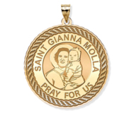 Saint Gianna Beretta Molla Round Rope Border Religious Medal