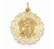 Saint Anthony Round Filigree Religious Medal   EXCLUSIVE 