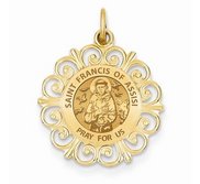 Saint Francis of Assisi Round Filigree Religious Medal   EXCLUSIVE 