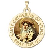 Saint Catherine of Siena Round Religious Medal    Color EXCLUSIVE 