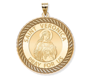 Saint Veronica Round Rope Border Religious Medal