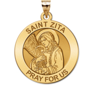 Saint Zita Round Religious Medal   EXCLUSIVE 