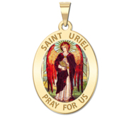 Saint Uriel   Oval Religious Medal  Color EXCLUSIVE 