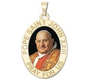 Pope Saint John XXIII Oval Religious Medal  Color EXCLUSIVE 