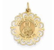 Saint Nicholas Round Filigree Religious Medal   EXCLUSIVE 