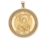 Saint Clare of Assisi Round Rope Border Religious Medal