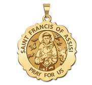 Saint Francis of Assisi Scalloped Round Religious Medal  EXCLUSIVE 