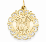 Saint Dominic Round Filigree Religious Medal   EXCLUSIVE 