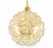 Saint Valentine Round Filigree Religious Medal   EXCLUSIVE 