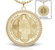 Saint Benedict Diamond Studded Round Religious Jubilee Medal    EXCLUSIVE 