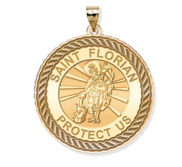 Saint Florian Round Rope Border Religious Medal