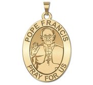 Pope Francis Religious Medal Oval Laser Engraved  EXCLUSIVE 