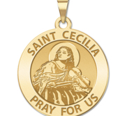 Saint Cecilia Round Religious Medal  Violin     EXCLUSIVE 