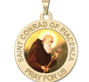 Saint Conrad of Piacenza Round Religious Medal Color