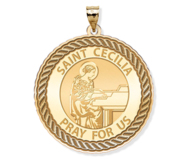 Saint Cecilia Round Rope Border Religious Medal