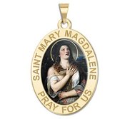 Saint Mary Magdalene Religious Oval Color Medal  EXCLUSIVE 