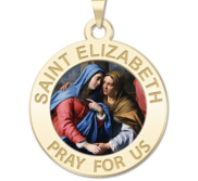 Saint Elizabeth  Mary s Cousin  Round Religious Medal Color