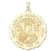 Our Lady of Perpetual Help Scalloped Round Religious Medal  EXCLUSIVE 