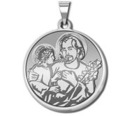 Sterling Silver Saint Joseph Round Relief Religious Medal