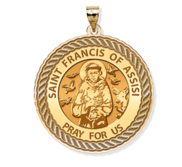 Saint Francis of Assisi Round Rope Border Religious Medal