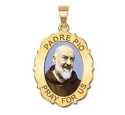 Padre Pio   Scalloped OVAL  Color EXCLUSIVE 