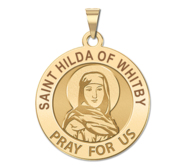 Saint Hilda of Whitby Round Religious Medal   EXCLUSIVE 