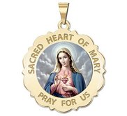 Sacred Heart of Mary Scalloped Religious Medal