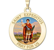 Saint Expeditus Round Religious Medal Color