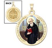 Saint Benedict Round Religious Medal   Color EXCLUSIVE 