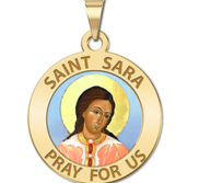 Saint Sara Round Religious Medal Color