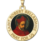 Saint Robert Bellarmine Round Religious Medal Color