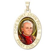 Pope Saint John Paul II Oval Religious Color Medal  EXCLUSIVE 