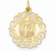 Saint Mark Round Filigree Religious Medal   EXCLUSIVE 