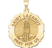 Saint Lazarus Religious Scalloped Round Medal   EXCLUSIVE 