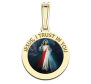 Divine Mercy Round Religious Medal  Color EXCLUSIVE 