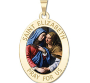 Saint Elizabeth  Mary s Cousin  Oval Religious Medal Color