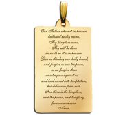 Rectangle with  Lord s Prayer  Script Pendant