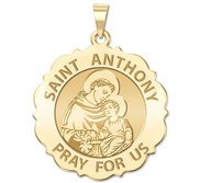 Saint Anthony Scalloped Round Religious Medal  EXCLUSIVE 