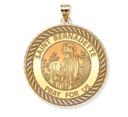 Saint Bernadette Round Rope Border Religious Medal