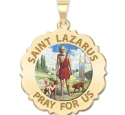 Saint Lazarus Religious Scalloped Round Medal   EXCLUSIVE 